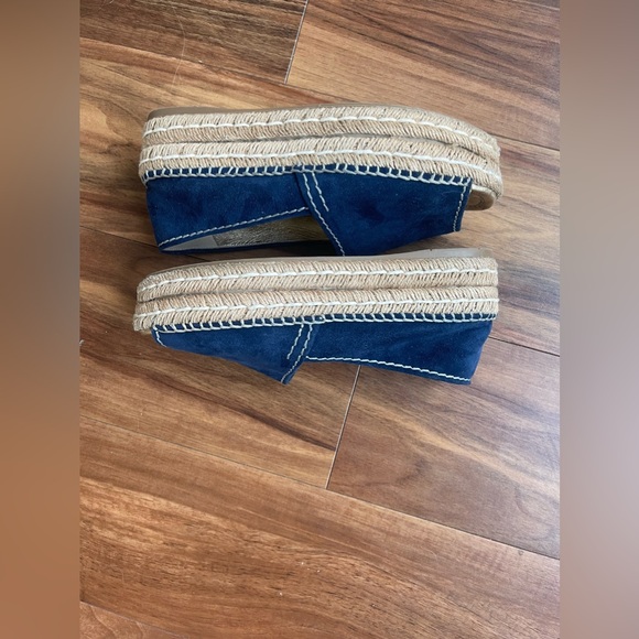 AUTHENTIC- Prada Blue Suede Peep Toe Platform Espadrille - Picture 3 of 10